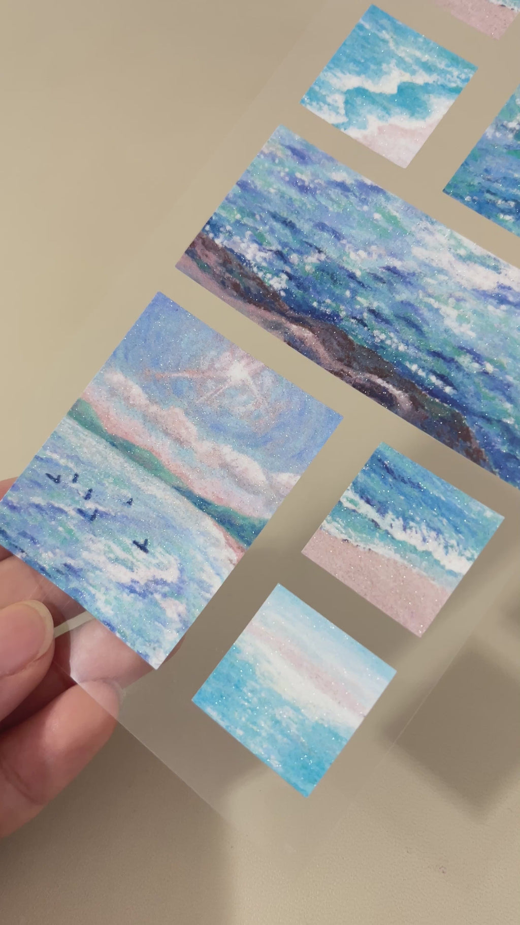 閃砂貼紙【方型/ 藍海款】